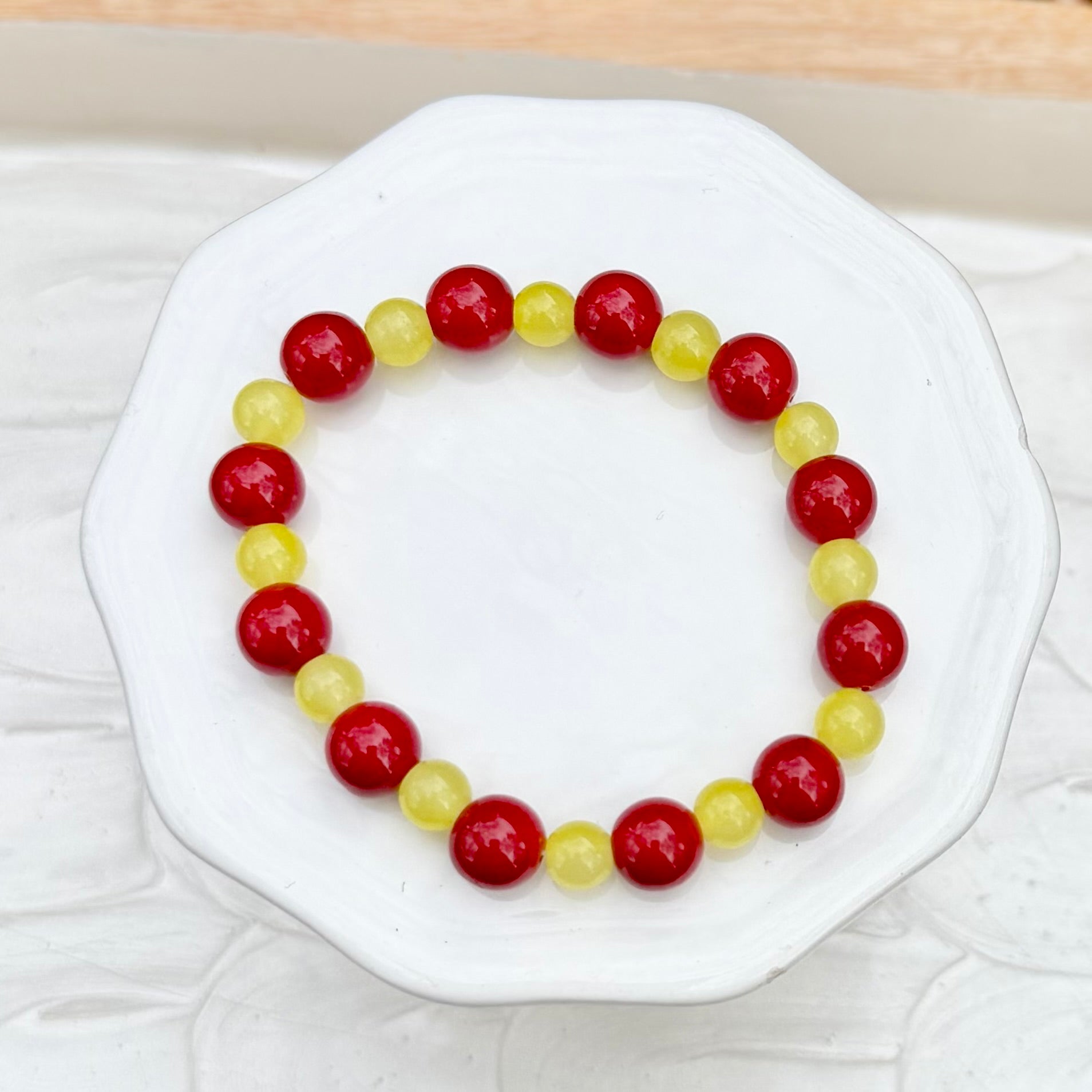 KC Football Bracelets | Red and Small Opaque Yellow