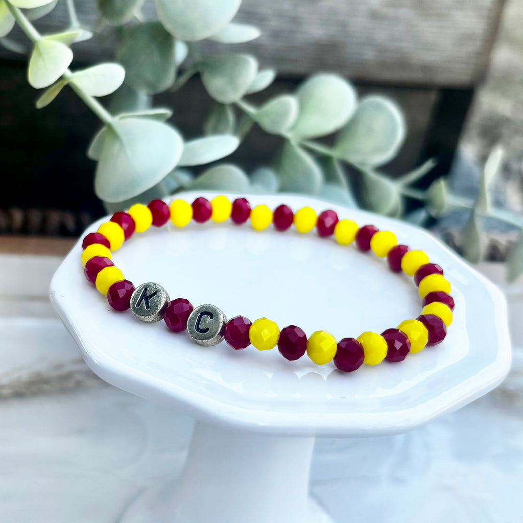 KC Football Bracelets | Faceted Red and Yellow
