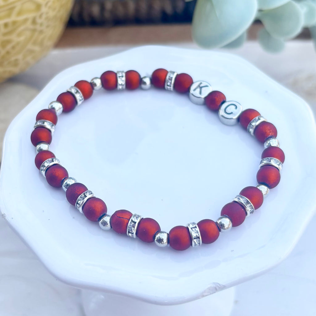 KC Football Bracelets | Red and Silver