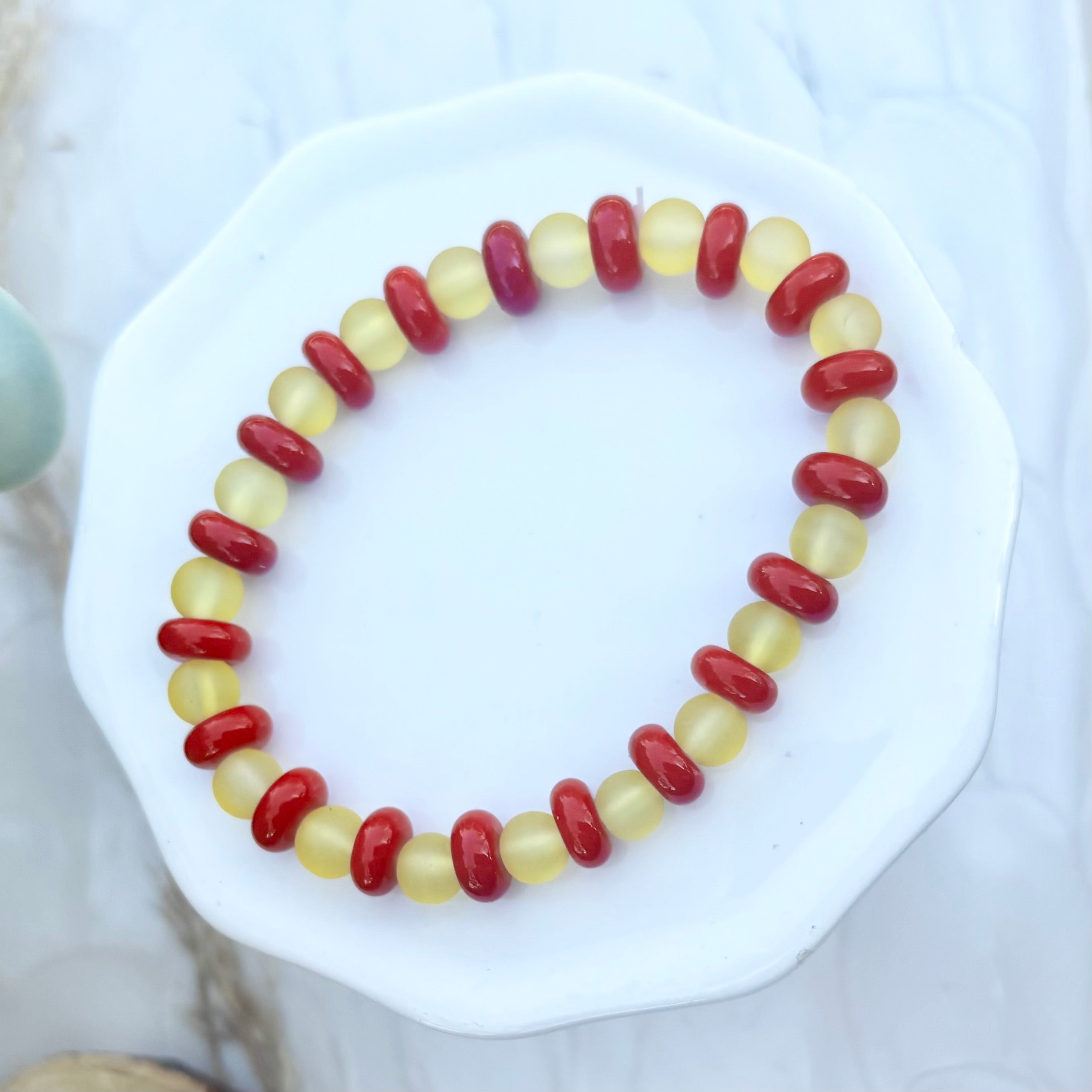 KC Football Bracelets | Flat Red and Opaque Yellow
