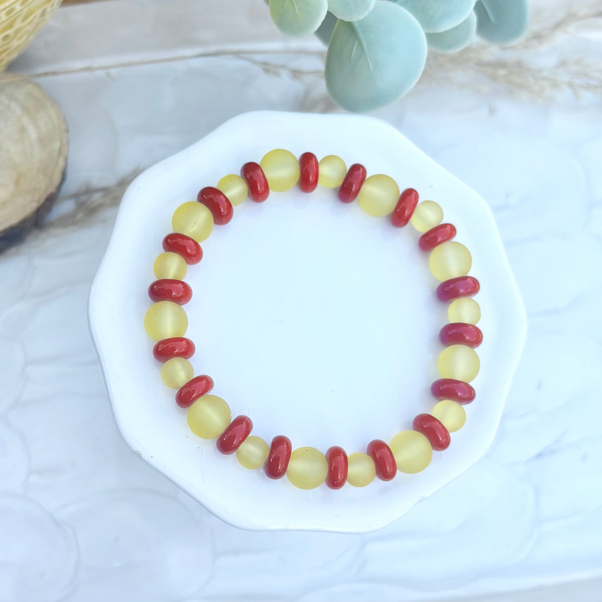KC Football Bracelets | Flat Red and Opaque Yellow
